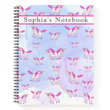 Cute pink unicorn pattern personalized name