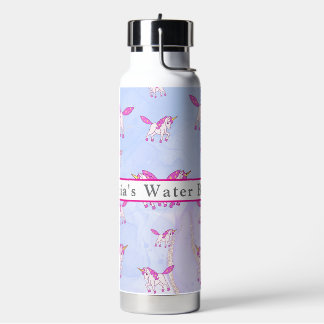 Cute pink unicorn pattern personalized name water bottle