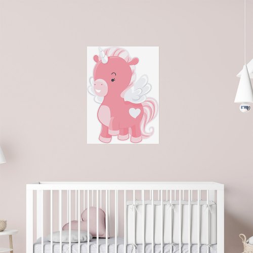 Cute Pink Unicorn Poster
