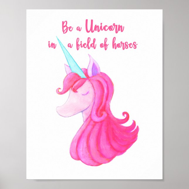 cute pink unicorn poster (Front)
