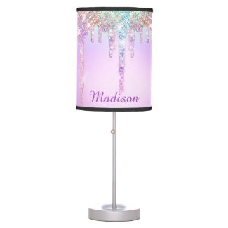 Cute Pink Unicorn Rainbow Glitter Drips monogram