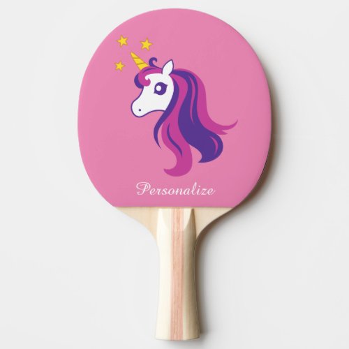 Cute pink unicorn table tennis ping pong paddle