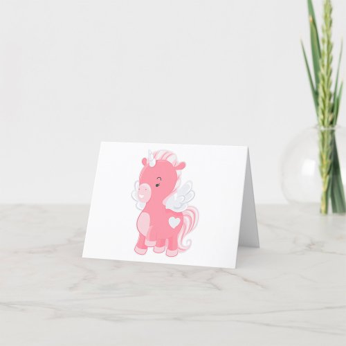 Cute Pink Unicorn Thank You Card