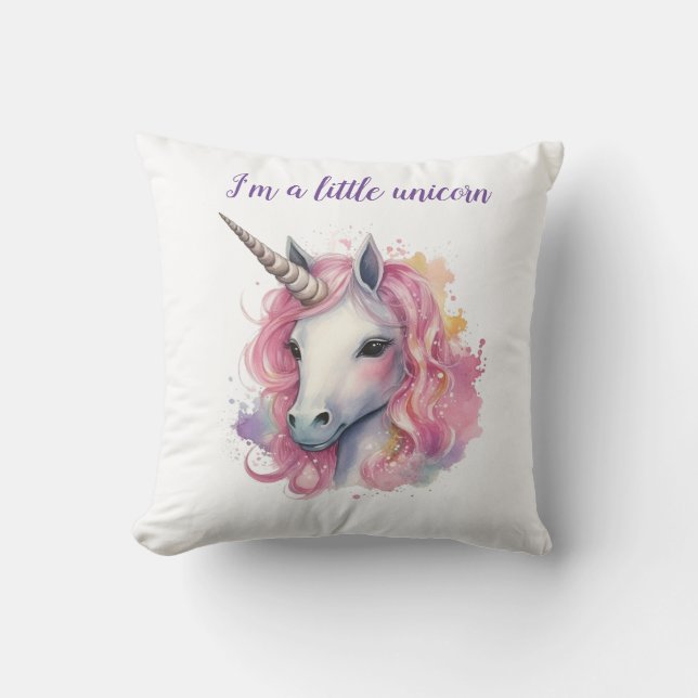 cute pink unicorn throw pillow (Front)
