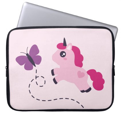 Cute Pink Unicorn with a Butterfly Computer Sleeve