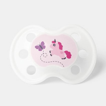 Cute Pink Unicorn with a Butterfly Pacifier