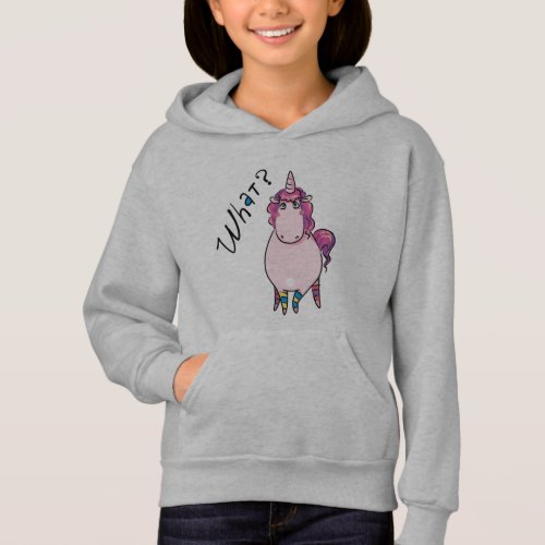 Cute pink unicorn with attitude funny unicorn kids hoodie