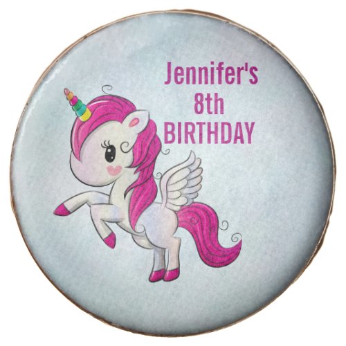Cute Pink Unicorn with Wings Birthday Chocolate Covered Oreo