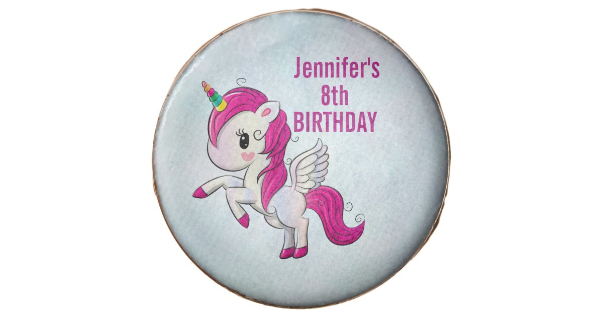 Cute Pink Unicorn With Wings Birthday Chocolate Covered Oreo