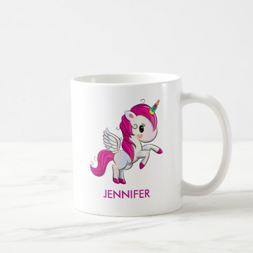 Cute Pink Unicorn with Wings Coffee Mug