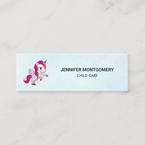 Cute Pink Unicorn with Wings Mini Business Card