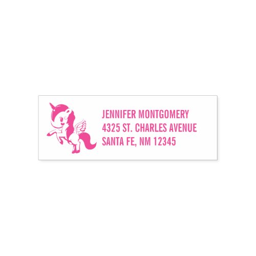Cute Pink Unicorn with Wings Self_inking Stamp