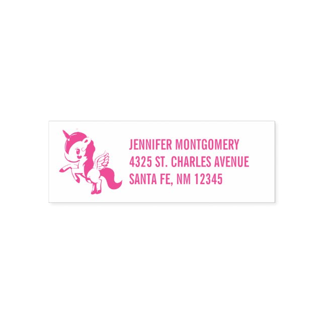 Cute Pink Unicorn with Wings Self-inking Stamp (Design)