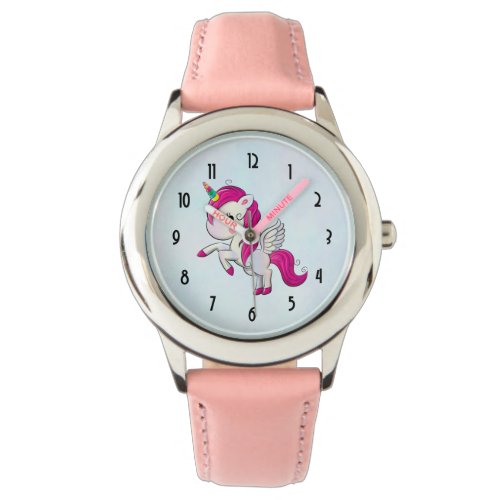 Cute Pink Unicorn with Wings Watch