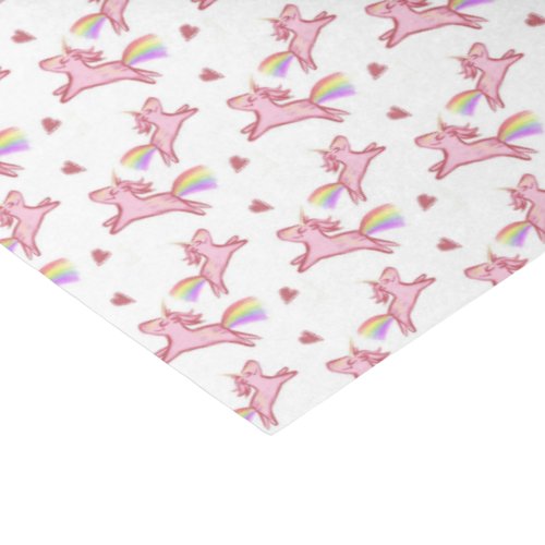 Cute Pink Unicorns  Hearts Doodles Pattern Tissue Paper