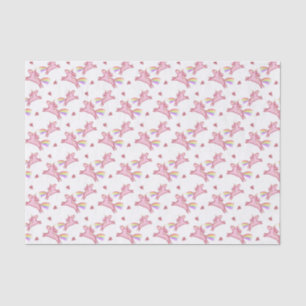 Cute Pink Unicorns & Hearts Doodles Pattern Tissue Paper