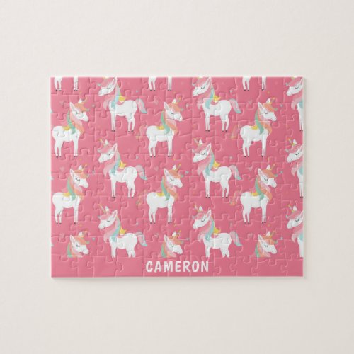 Cute Pink Unicorns Personalized Jigsaw Puzzle