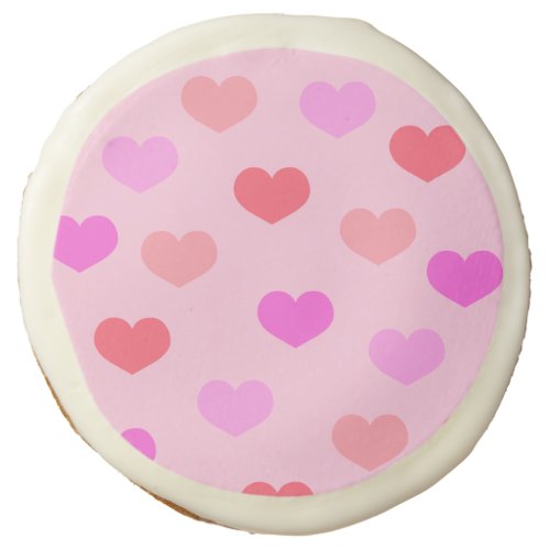 Cute Pink Valentine Hearts Pattern Sugar Cookie