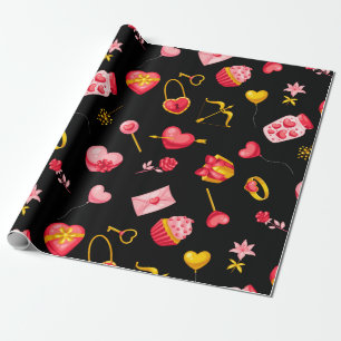Cute Pink Valentine Pattern Wrapping Paper