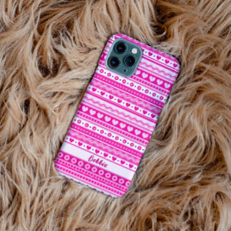 Cute Pink Valentine’s Day Heart and Flowers Girly  iPhone 11 Case