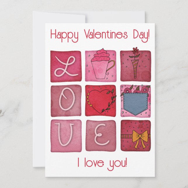 Cute Pink Valentines Day Holiday Card (Front)