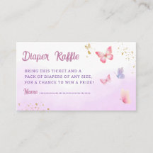 Cute pink Watercolor Baby Shower Diaper Raffle
