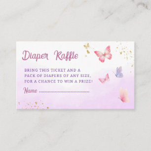 Cute pink Watercolor Baby Shower Diaper Raffle Enclosure Card