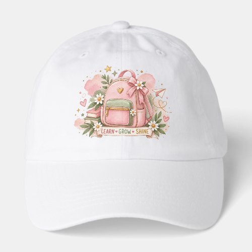 Cute Pink Watercolor Back to School Girls HatHat Hat