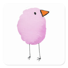 Cute Pink Watercolor Bird Sticker