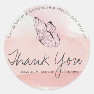 Personalised Wedding Stickers Labels Butterflies D017 5 sizes Any Colour 