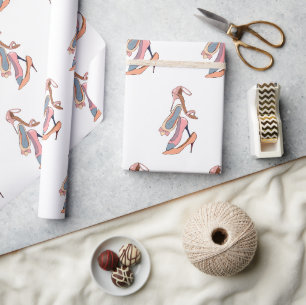 Cute Pink Watercolor Diva Glam Stilettos Wrapping Paper