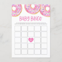 Cute Pink Watercolor Donuts Baby Shower Bingo Enclosure Card