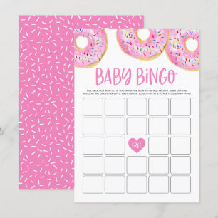 Cute Pink Watercolor Donuts Baby Shower Bingo Enclosure Card