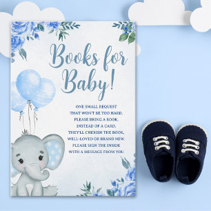 Cute Pink Watercolor Elephant, Baby Shower Boy Enclosure Card