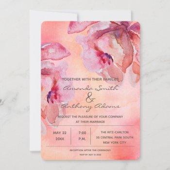 Cute Pink Watercolor Floral Invitation by CustomizePersonalize at Zazzle