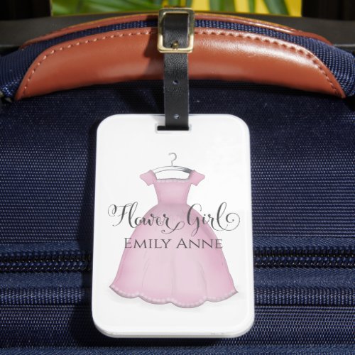 Cute Pink Watercolor Flower Girl Calligraphy   Luggage Tag