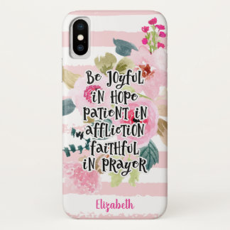 Cute Pink Watercolor Flowers Christian Bible Verse iPhone X Case