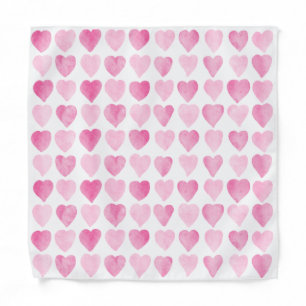 Cute Pink Watercolor Hearts Bandana