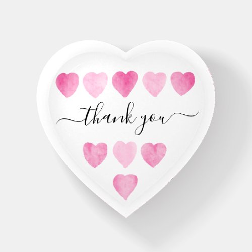 Cute Pink Watercolor Hearts Thank You Paperweight