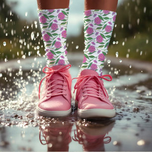 Cute Pink Watercolor Liberty Floral Pattern Girly Socks