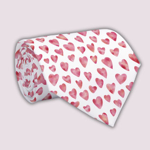 Cute Pink Watercolor Love Heart Pattern Neck Tie
