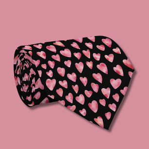 Cute Pink Watercolor Love Heart Pattern Neck Tie