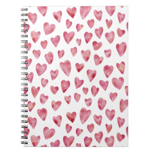 Cute Pink Watercolor Love Heart Pattern Notebook