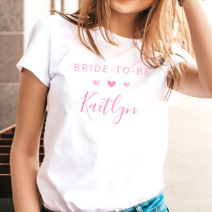 Cute Pink Watercolor Love Hearts Bride-to-be T-Shirt