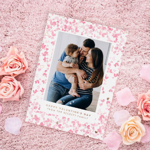 Cute Pink Watercolor Love Hearts Valentine's Day Foil Holiday Card