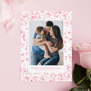 Cute Pink Watercolor Love Hearts Valentine's Day Holiday Card