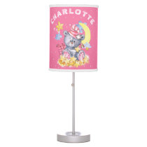 Cute Pink Watercolor Sleepy Bear Baby Nursery Table Lamp