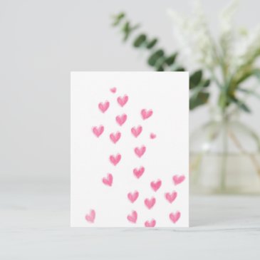 Cute Pink Watercolour Hearts Postcard