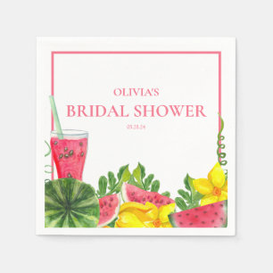 Cute Pink Watermelon Bridal Shower Napkins