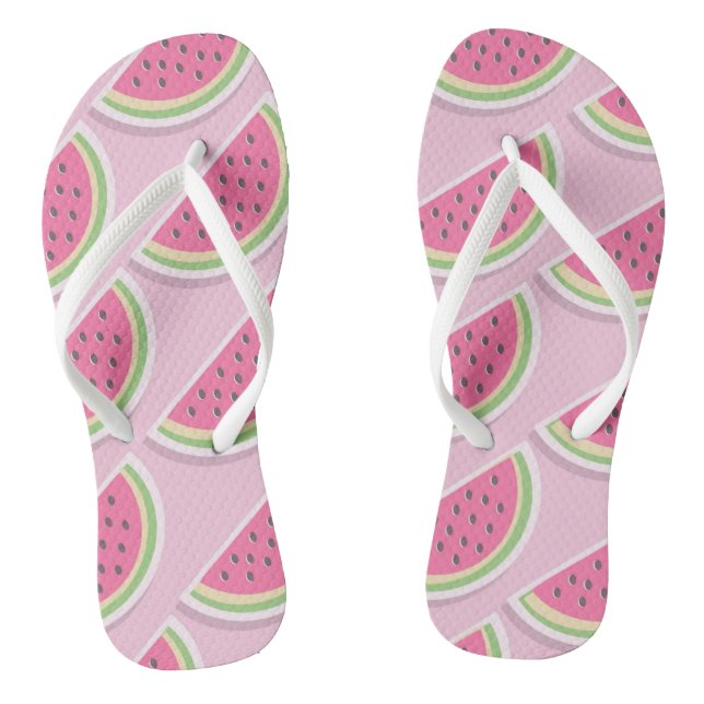 Cute Pink Watermelon Pattern Flip Flops (Footbed)